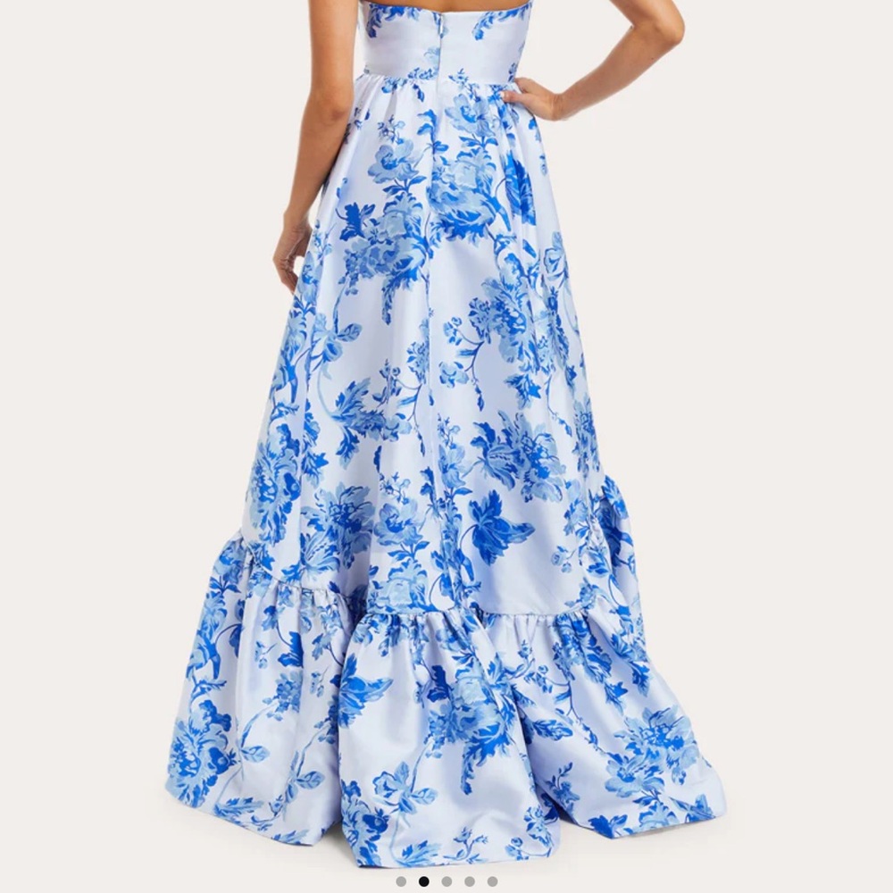 Mestiza Georgiana Tiered Floral-Print Satin Gown - Picture 2 of 8